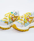 Adidași din Piele Naturală Multicoloră Aqua și Galben