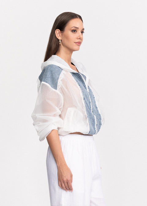 Jacheta subtire de vara cu insertii din denim