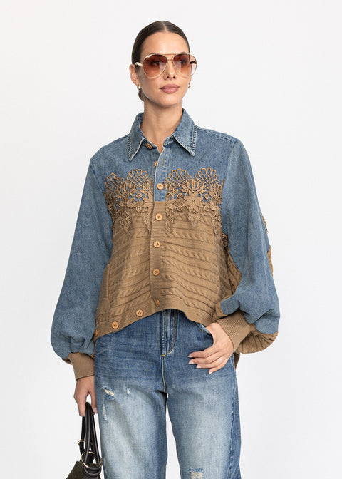 Camasa Denim si Tricot