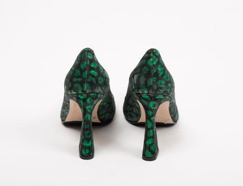 Pantofi damă piele, print leopard, toc 9cm