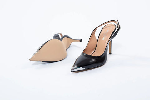 Pantofi verde lac cu vârf metalic auriu și toc subțire de 10 cm – eleganță distinctă AnnaLaFaet