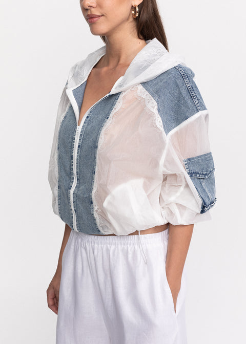 Jacheta subtire de vara cu insertii din denim