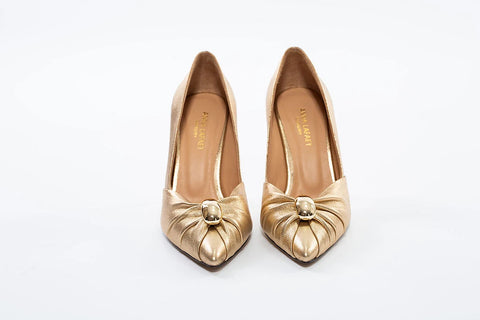 Pantofi Stiletto Aurii cu Vârf Ascuțit