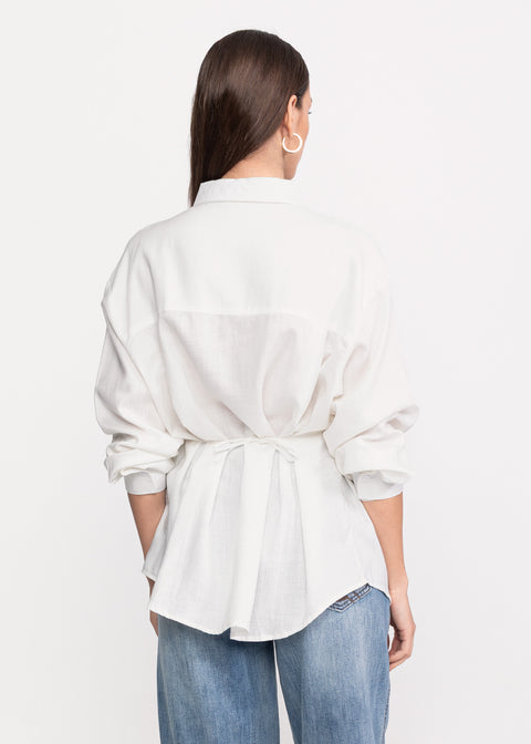 Elegant Linen Shirt with Pleated Inserts