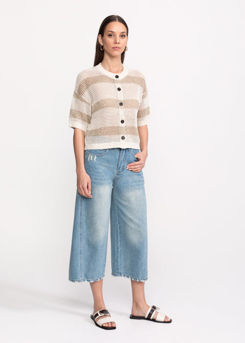 Wide-Leg Culotte Jeans with Vintage Look