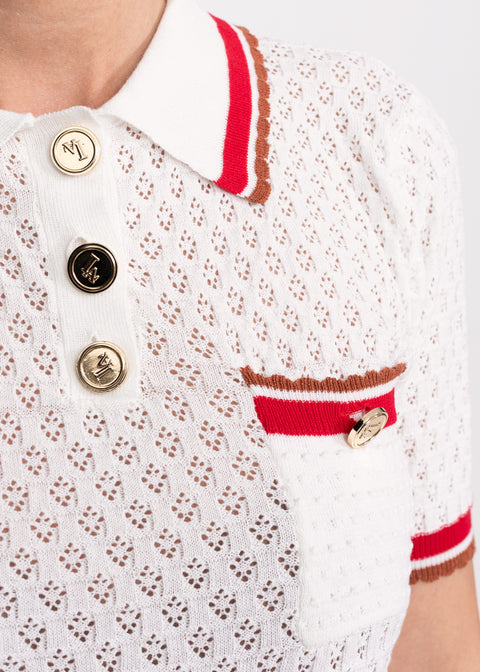 Open-Knit Top with Contrast Details
