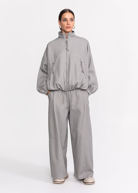 Bluza casual din bumbac cu gluga si fermoar frontal