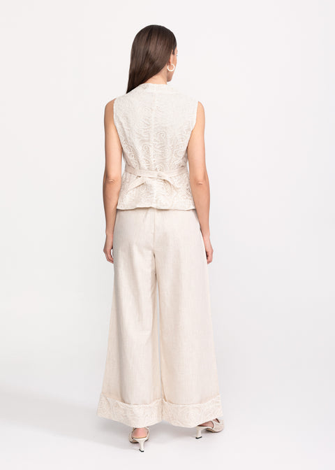 Linen Embroidered Suit