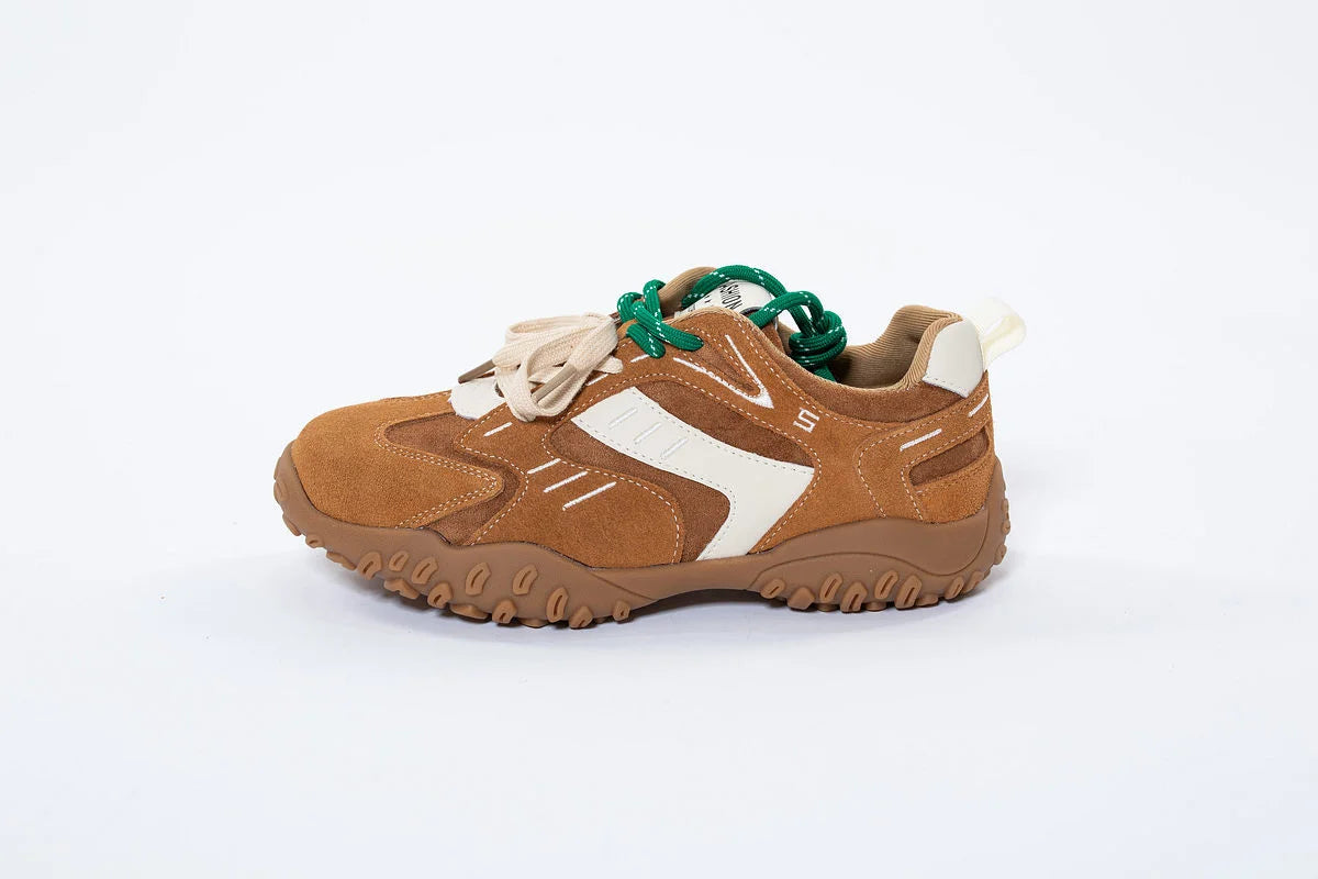 Adidași din Piele Naturală Întoarsă Camel/Ivoar - Eleganță și Confort