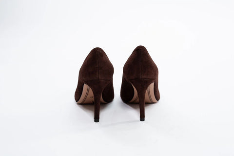 Pantofi stiletto din piele întoarsă cu aplicație de cristale
