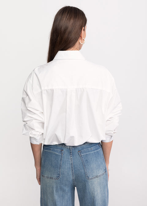 Shirt with Jean Accents and Decorative Scarf