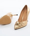 Pantofi Stiletto Aurii cu Vârf Ascuțit