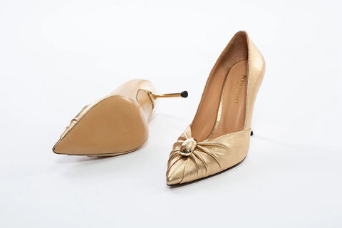 Pantofi Stiletto Aurii cu Vârf Ascuțit