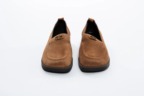 Loafers camel cu detaliu metalic - Annalafaet