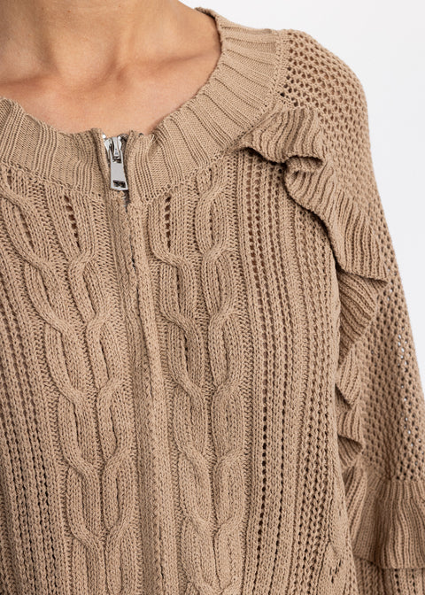 Jerseu din tricot cu volane delicate
