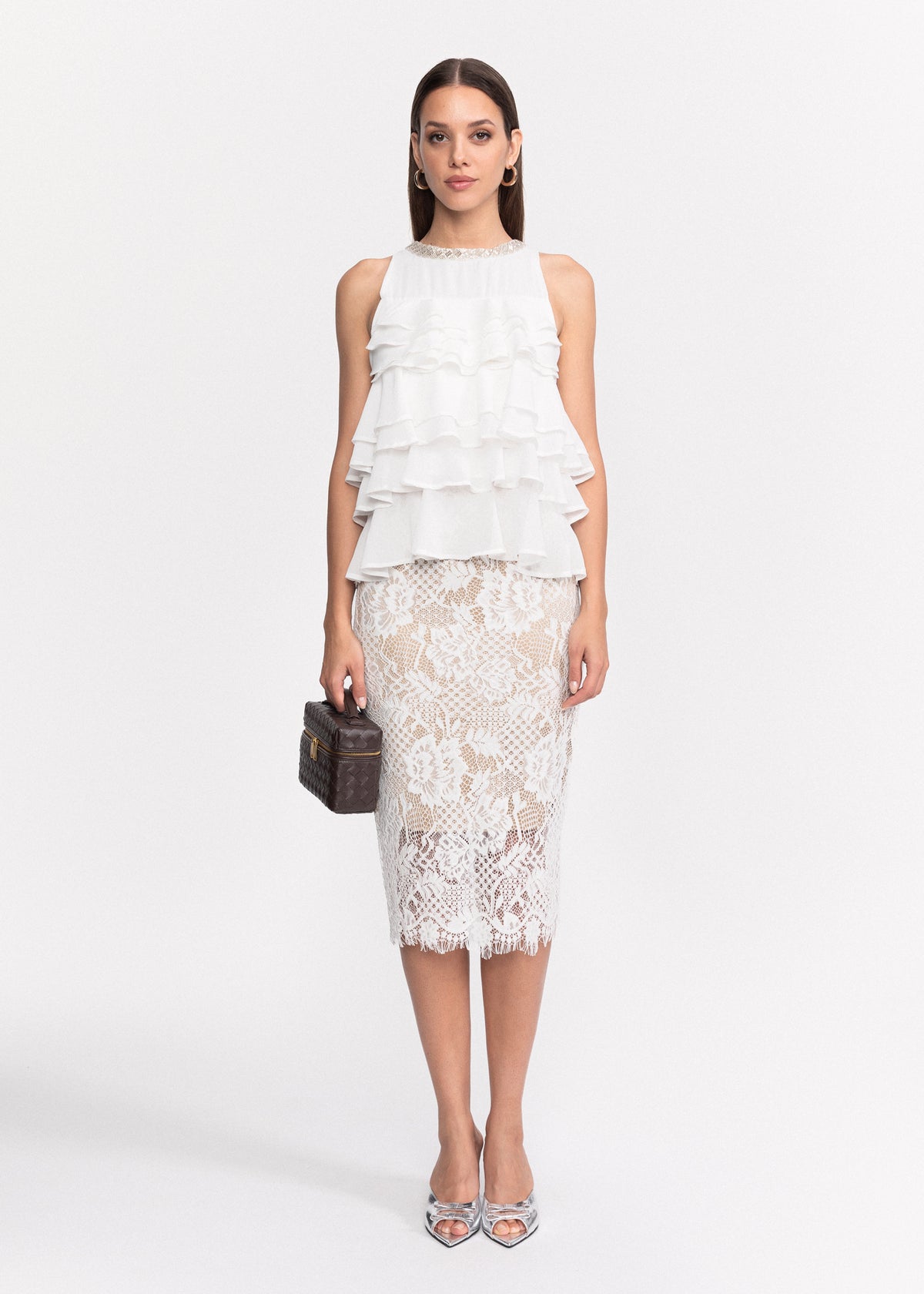 Fusta eleganta din dantela Chantily