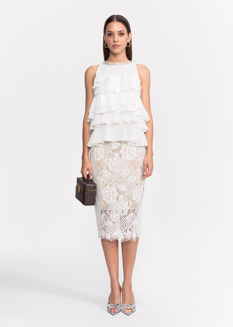Fusta eleganta din dantela Chantily