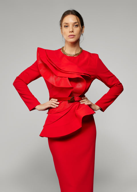 Midi Dress with Ruffles