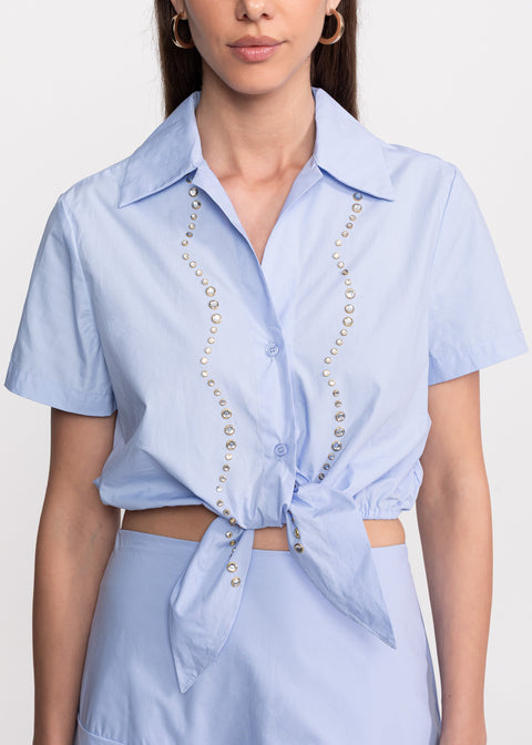 Crystal-Embellished Top and Skirt Set