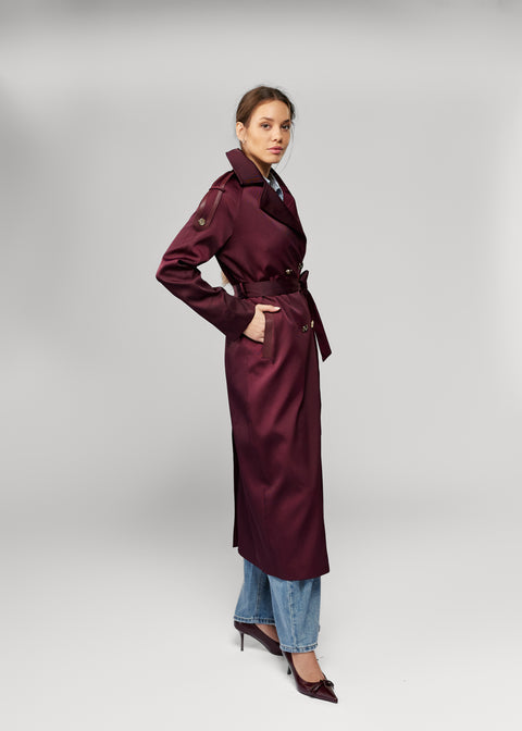 Trench din piele intoarsa Anna