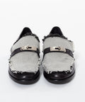 Loafers negri din Piele naturală in combinație cu material textil