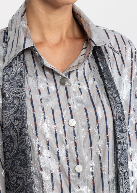 Shirt with a Classic Collar and Distressed Finish