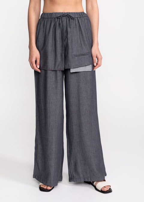 Linen Set with Vest and Palazzo Pants