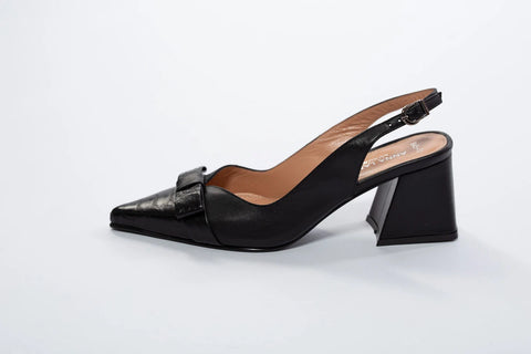Pantofi eleganți negri cu fundiță și vârf ascuțit – toc 6 cm AnnaLaFaet