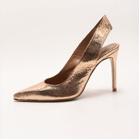 Pantofi stiletto din piele gold bronze