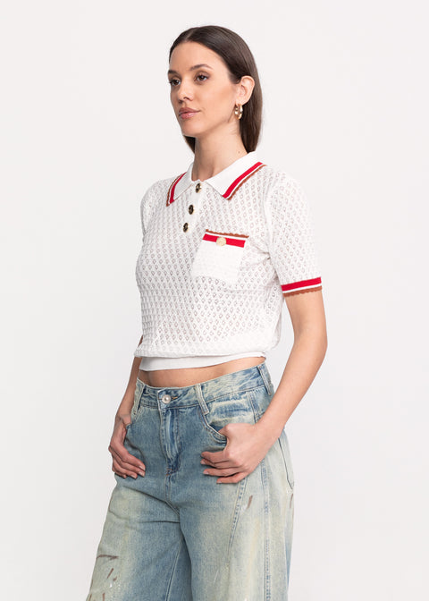 Open-Knit Top with Contrast Details