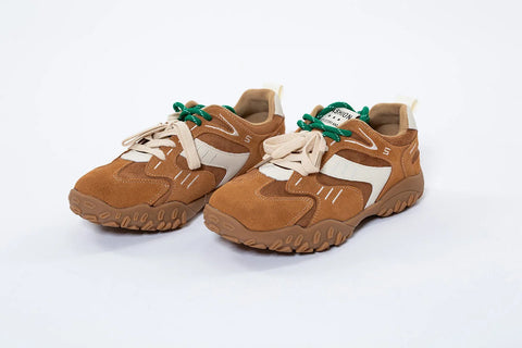 Adidași din Piele Naturală Întoarsă Camel/Ivoar - Eleganță și Confort