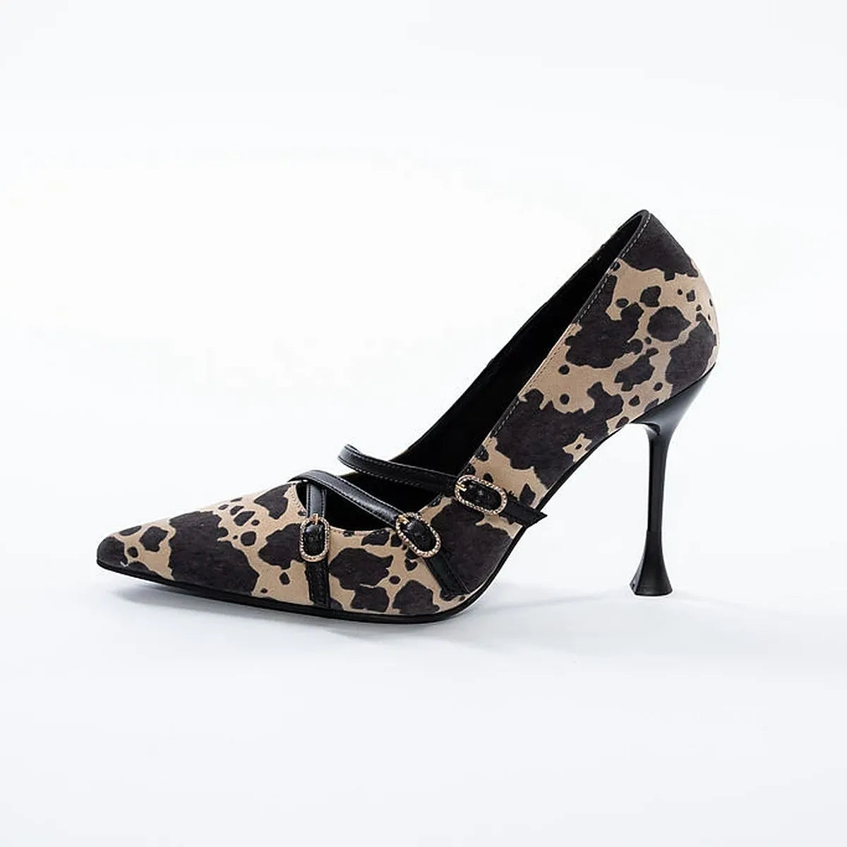 Pantofi Stiletto Animal Print cu Catarame