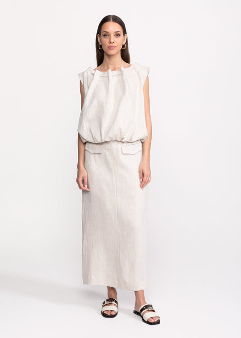 Relaxed-Fit Linen Set with Decorative Pockets