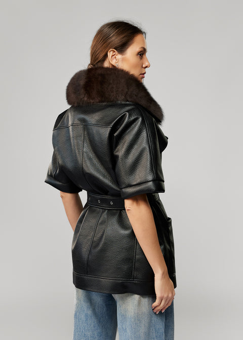 Leather Vest-Style Jacket