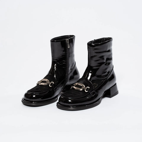 Botine Statement din Piele Naturală Lăcuită și Păr de Ponei