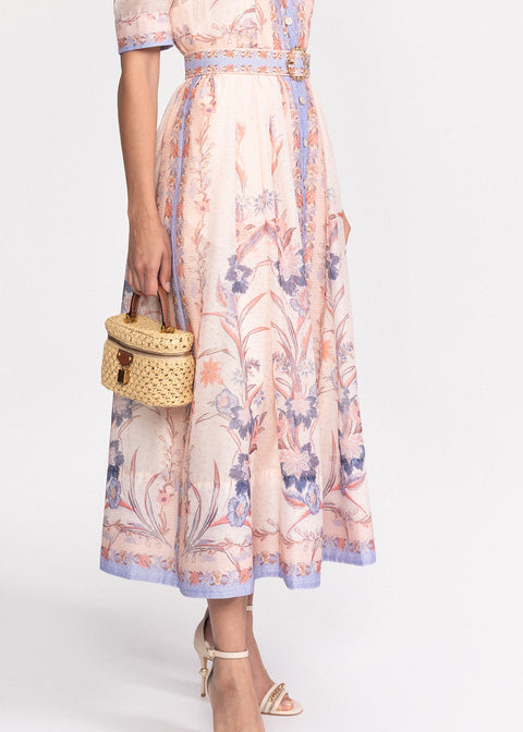 Rochie Midi cu guler clasic si maneci scurte