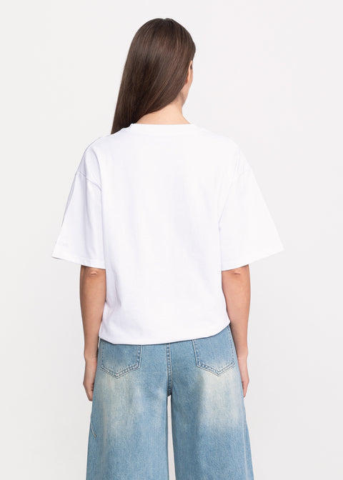 Tricou oversize cu imprimeu lanturi metalice