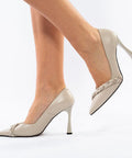 Pantofi Stiletto Elegance Bej cu Detaliu Împletit