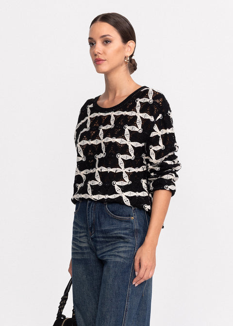 Bluza tricotata cu model geometric 62002