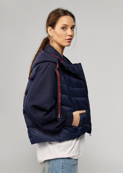 Quilted Jacket with Down Filling and Fabric Hood