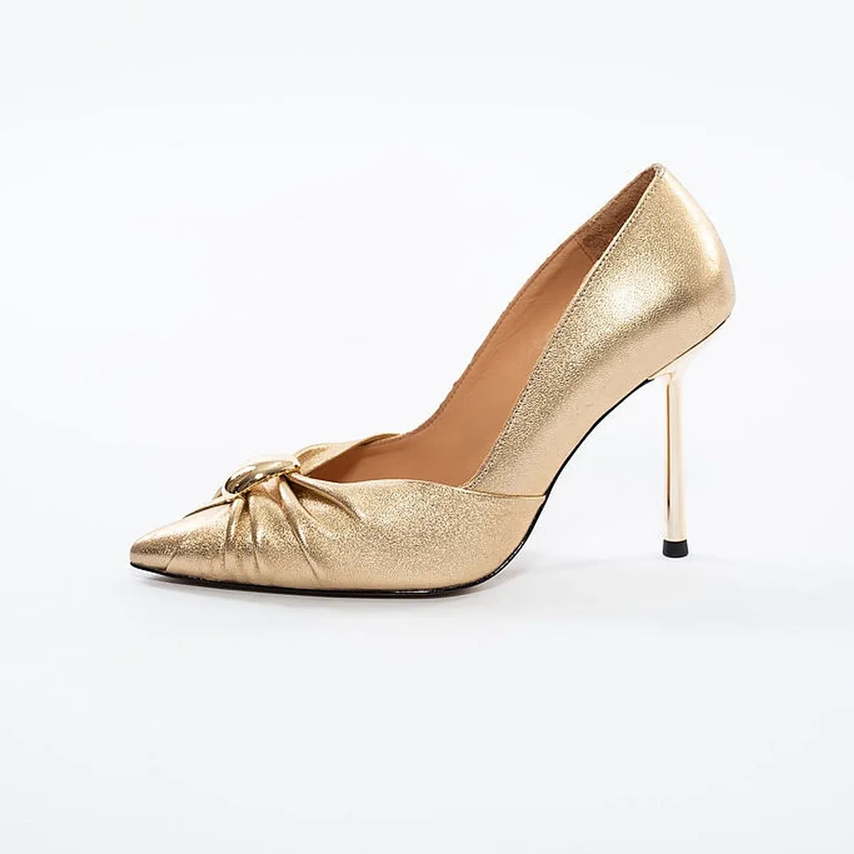 Pantofi Stiletto Aurii cu Vârf Ascuțit