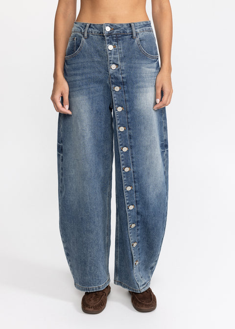 Blugi din denimn cu capse