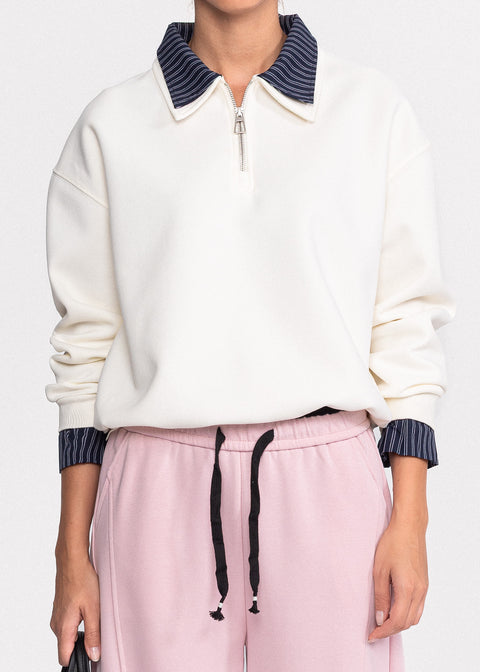 Bluza din bumbac cu guler clasic si fermoar 86810