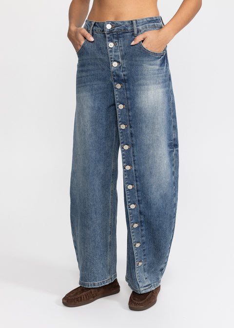 Blugi din denimn cu capse