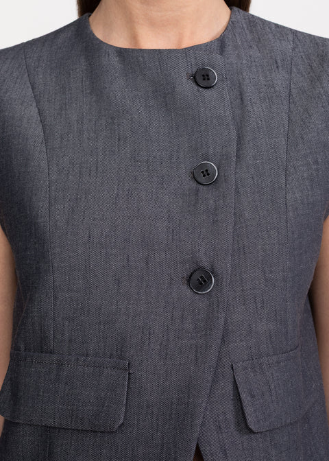 Linen Set with Vest and Palazzo Pants