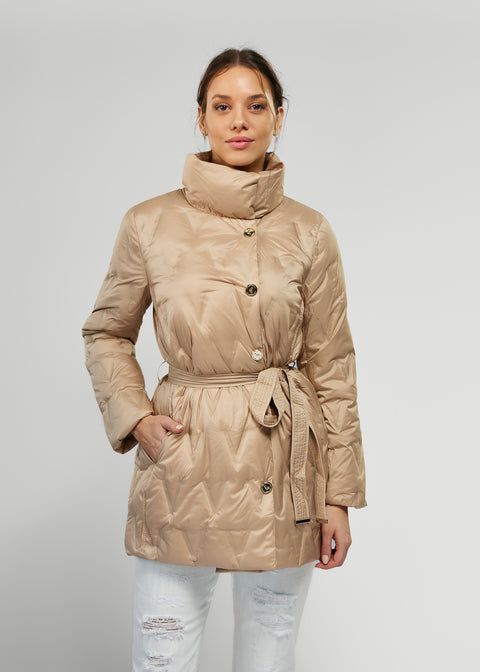 Down-Lined Jacket with Decorative Buttons
