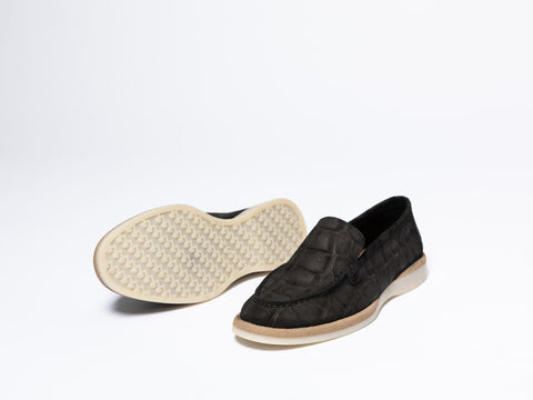 Croc-Textured Leather Loafers