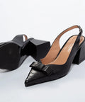 Pantofi eleganți negri cu fundiță și vârf ascuțit – toc 6 cm AnnaLaFaet