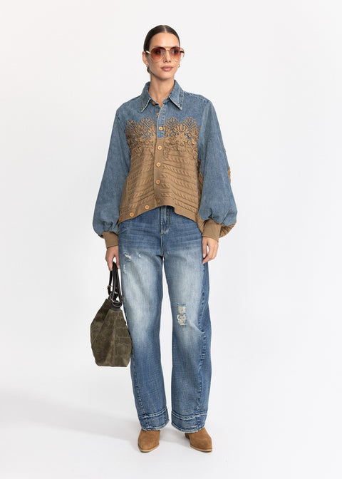 Camasa Denim si Tricot