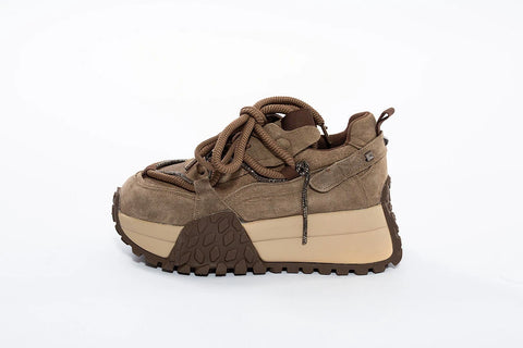 Sneaker din Piele Naturală cu Talpă Masivă